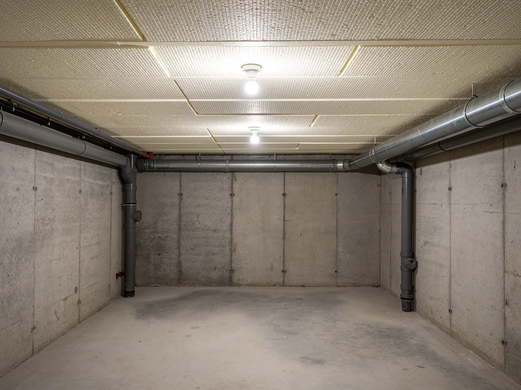 Plafond de cave isolé au polystyrène extrudé résistant à l'humidité